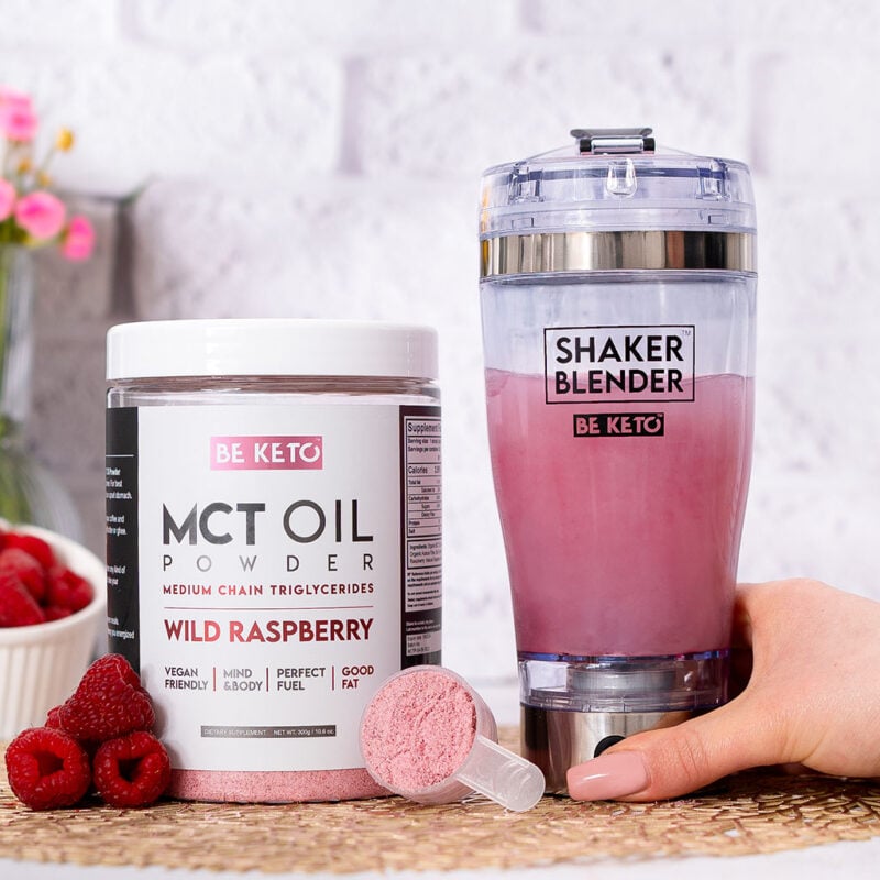 Aceite MCT en Polvo – Frambuesa Salvaje 300g Batidora shaker beketo