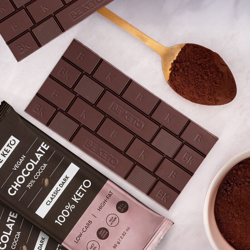 Chocolate Keto Vegano con MCT – Oscuro Clásico 80g Chocolate keto vegano con mct – oscuro clásico 80g