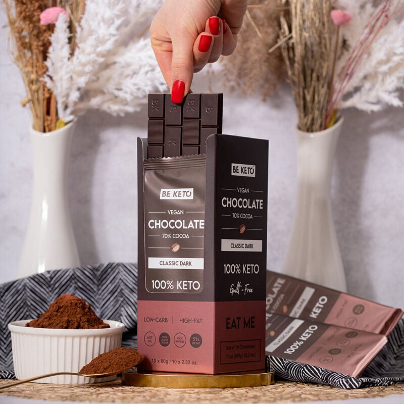 Chocolate Keto Vegano con MCT – Oscuro Clásico 80g Chocolate keto vegano con mct – oscuro clásico 80g