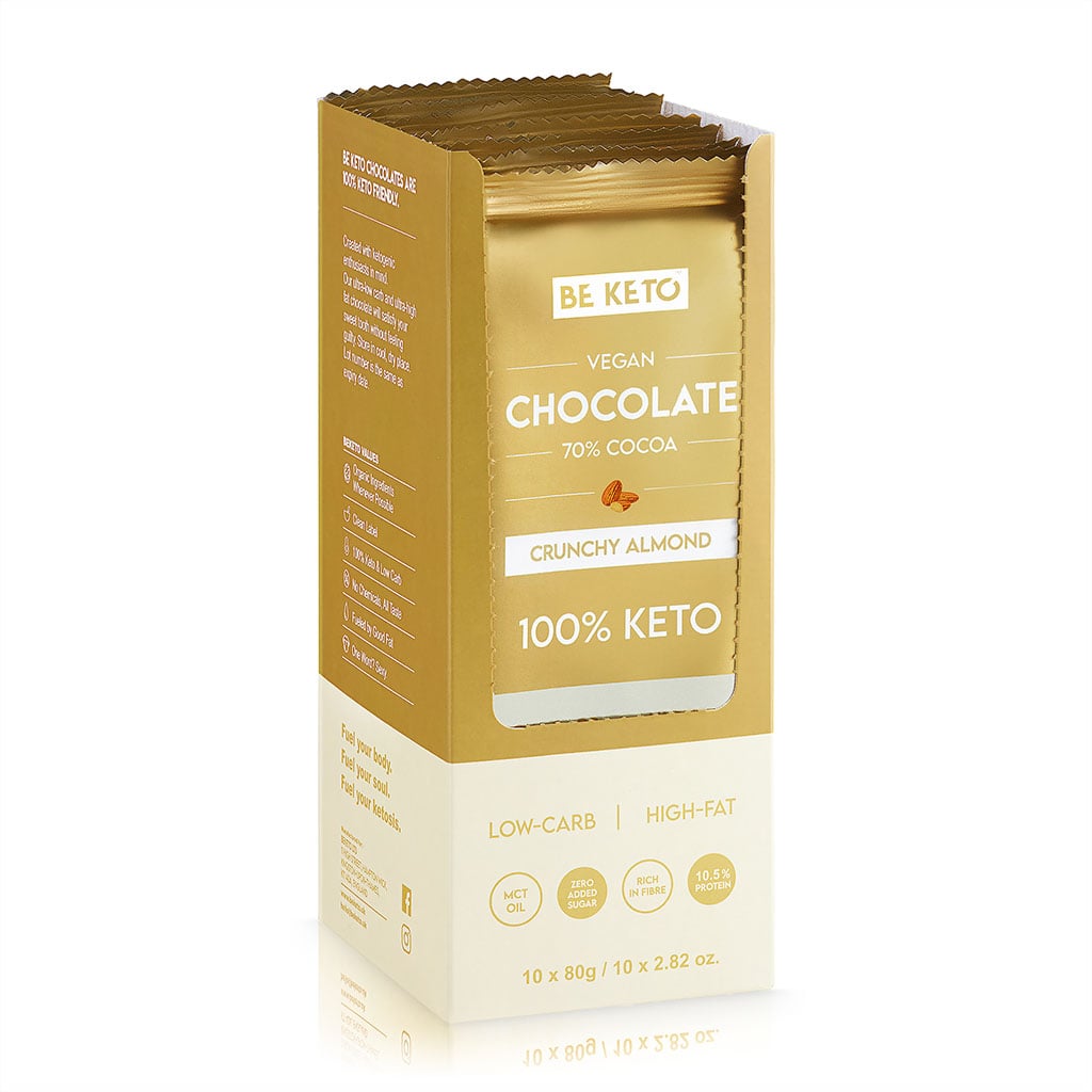 Set Chocolate Keto Vegano 10uds Chocolate Keto Vegano 10 x 80g – Almendra Crujiente