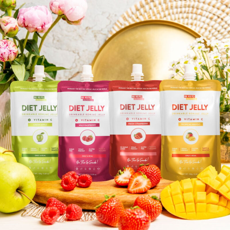 Gelatina dietética konjac & vitaminas – frambuesa silvestre 150g