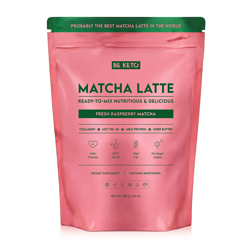 Matcha Latte (Aceite MCT C8 & Colágeno & Ghee) – Frambuesa Fresca 250g