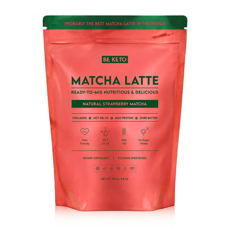Matcha Latte (Aceite MCT C8 & Colágeno & Ghee) – Fresa Natural 250g Matcha latte (aceite mct c8 & colágeno & ghee) – fresa natural 250g