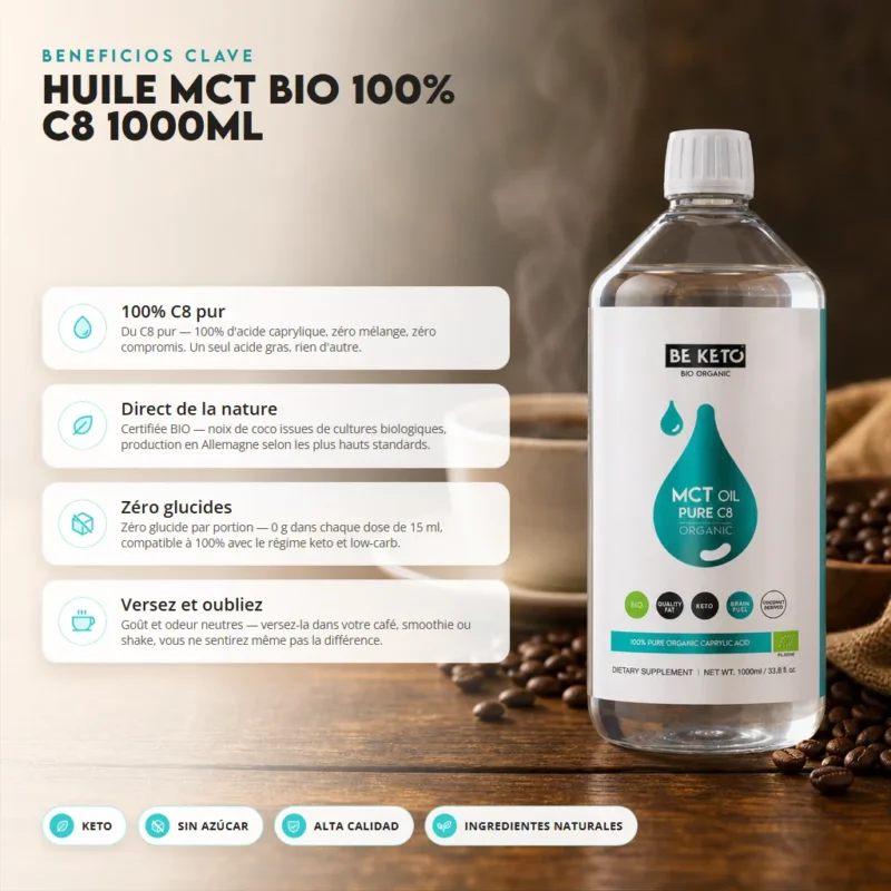 Aceite mct bio 100% c8 puro 1000ml