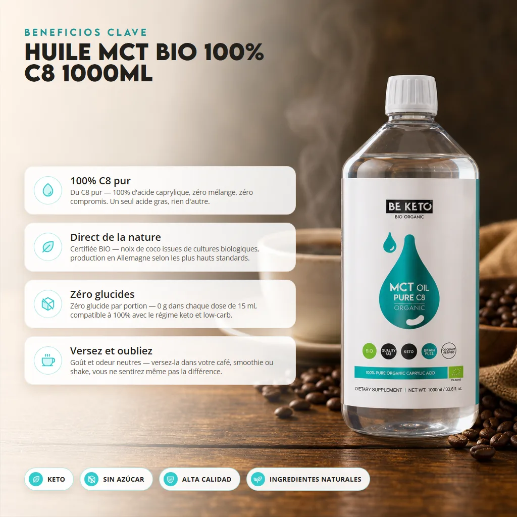 Aceite MCT BIO 100% C8 Puro 1000ml