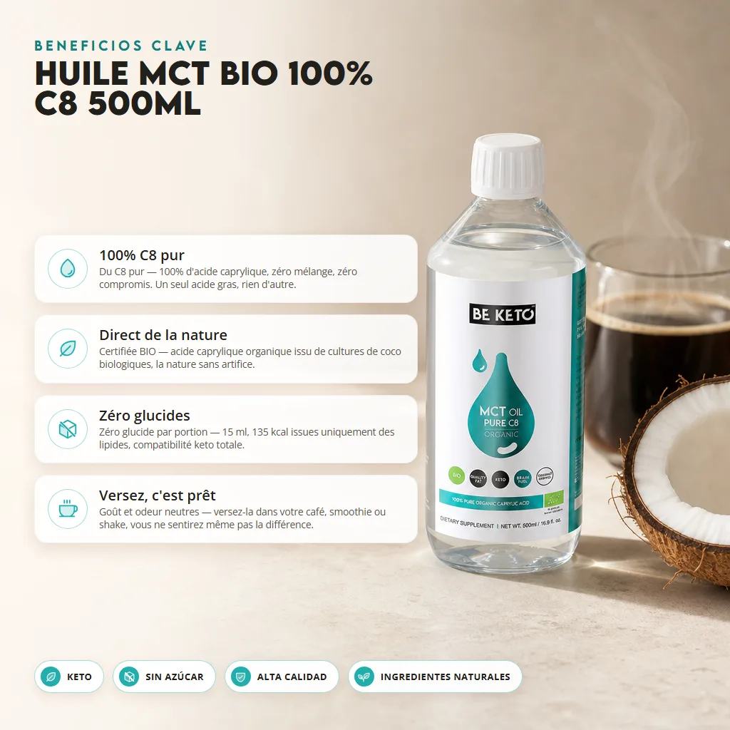 Aceite mct bio 100% c8 puro 500ml