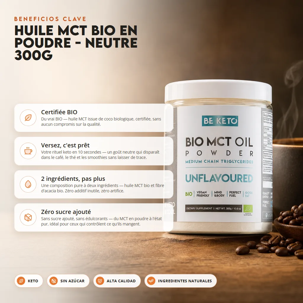 Aceite MCT BIO en Polvo – Sin Sabor 300g