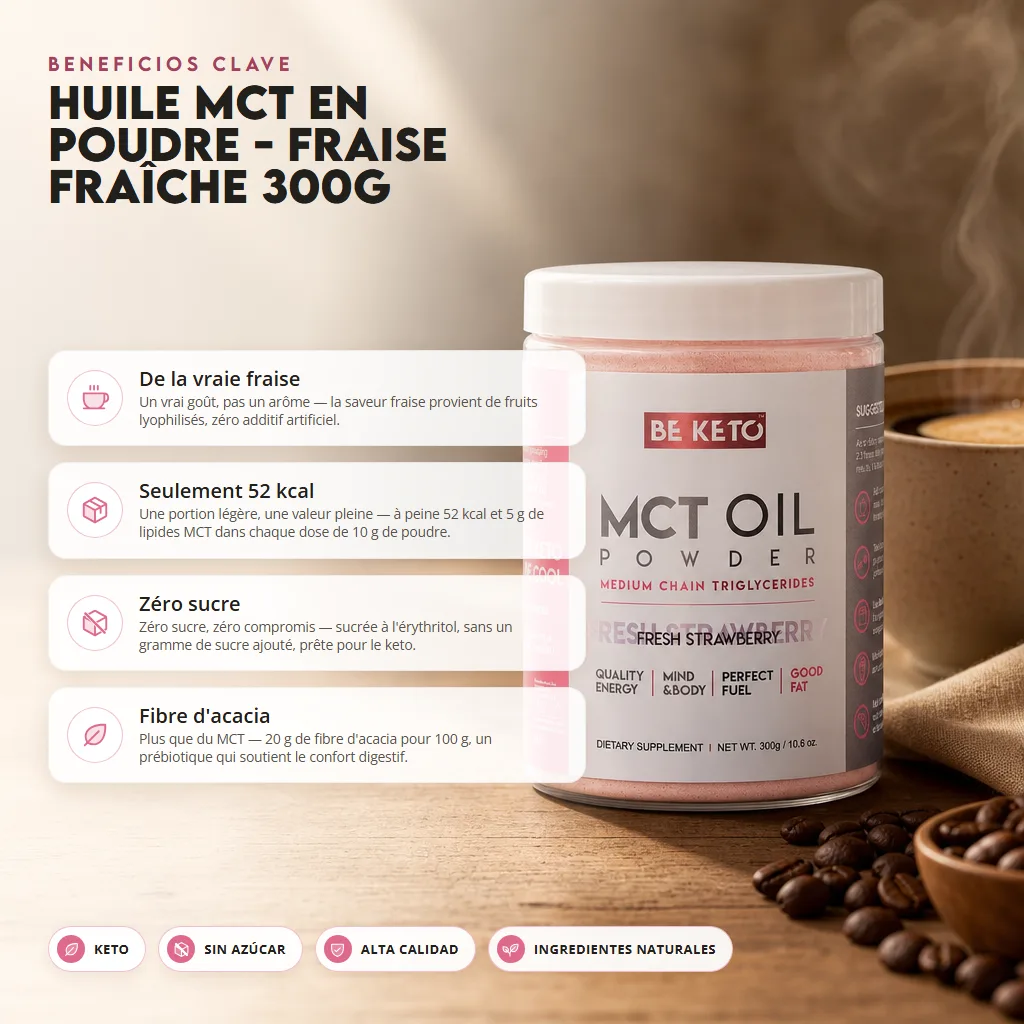 Aceite MCT en Polvo – Fresa Fresca 300g