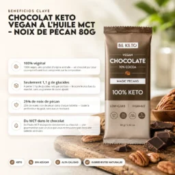 Chocolate Keto Vegano con MCT – Pecana 80g – Benefit Chocolate keto vegano con mct – pecana 80g