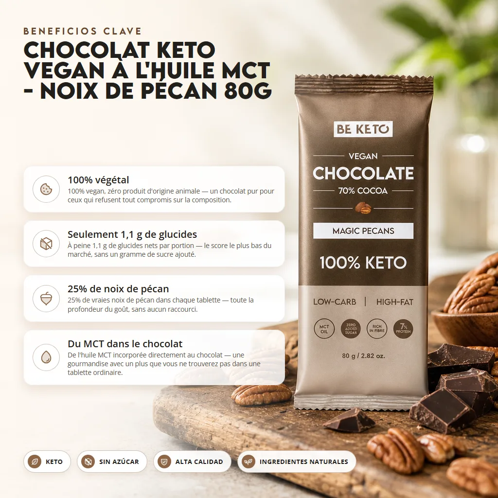 Chocolate Keto Vegano con MCT – Pecana 80g