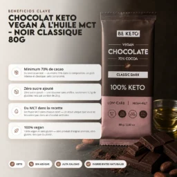 Chocolate Keto Vegano con MCT – Oscuro Clásico 80g – Benefit Chocolate keto vegano con mct – oscuro clásico 80g