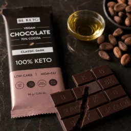 Chocolate Keto Vegano con MCT – Oscuro Clásico 80g – Lifestyle 2 Chocolate keto vegano con mct – oscuro clásico 80g