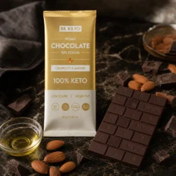 Chocolate keto vegano con mct – almendra crujiente 80g