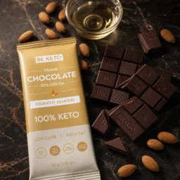 Chocolate keto vegano con mct – almendra crujiente 80g