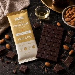 Chocolate keto vegano con mct – almendra crujiente 80g