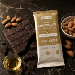 Chocolate keto vegano con mct – almendra crujiente 80g