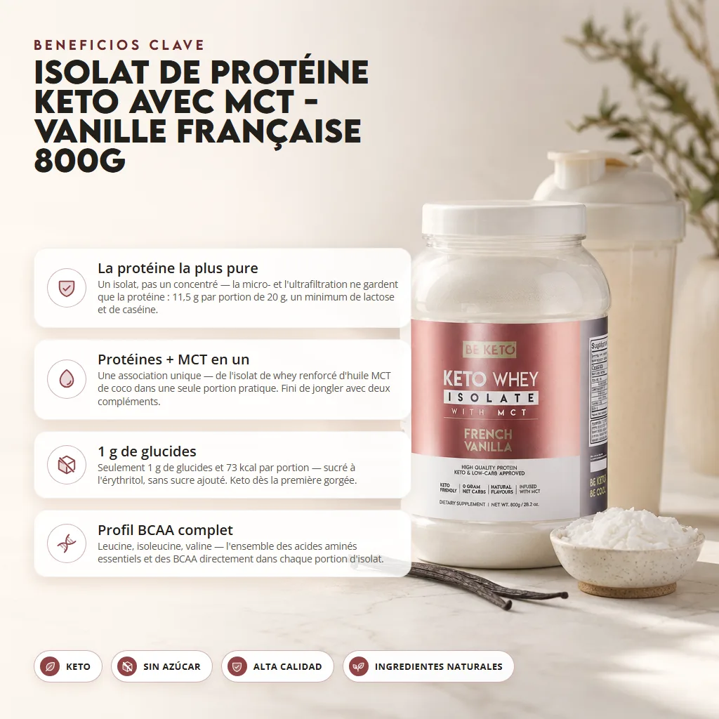 Proteína Keto con MCT – Vainilla Francesa 800g