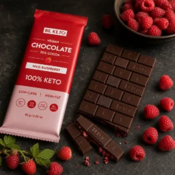 Chocolate Keto Vegano con MCT – Frambuesa Silvestre 80g – Lifestyle 1 Chocolate keto vegano con mct – frambuesa silvestre 80g