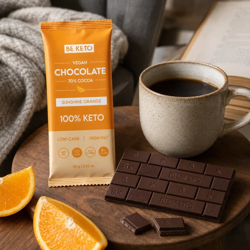 Chocolate Keto Vegano con MCT – Naranja Solar 80g – Lifestyle 5 Chocolate keto vegano con mct – naranja solar 80g