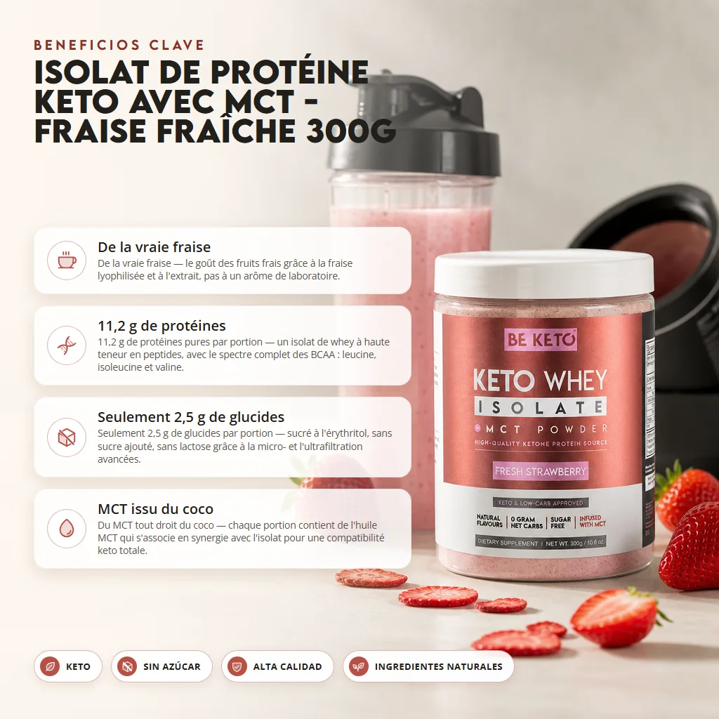 Proteína Keto con MCT – Fresa Fresca 300g