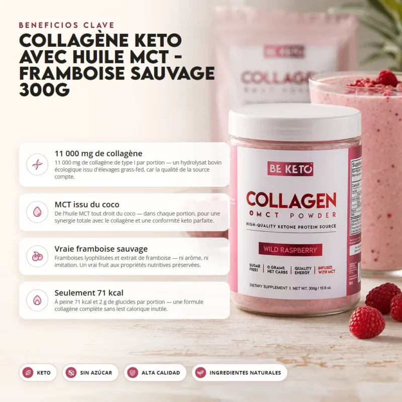 Colágeno Keto con MCT – Frambuesa Silvestre 300g – Benefit Colágeno keto con mct – frambuesa silvestre 300g