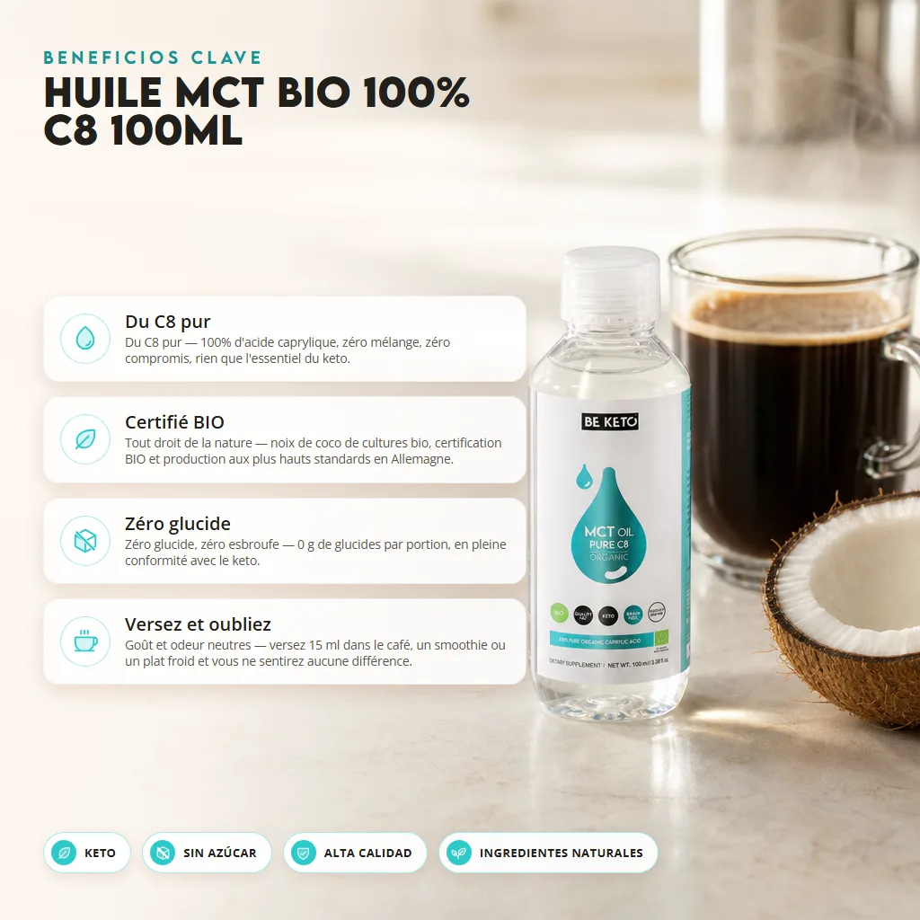 Aceite MCT BIO 100% C8 Puro 100ml