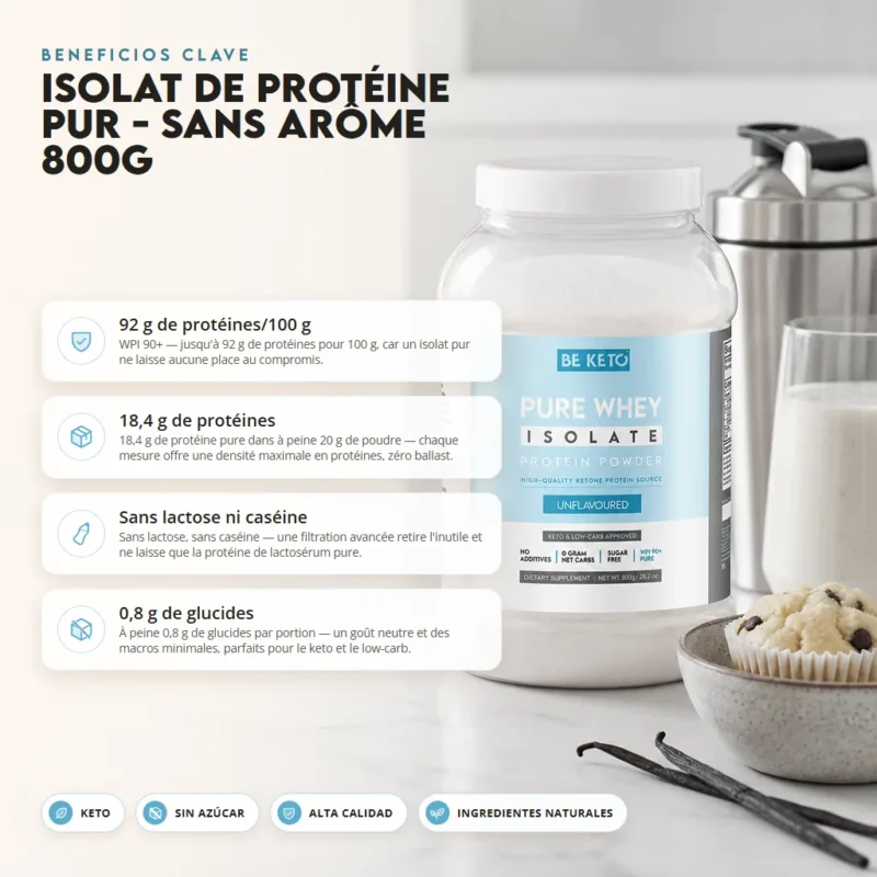Proteína isolada pura – sin sabor 800g