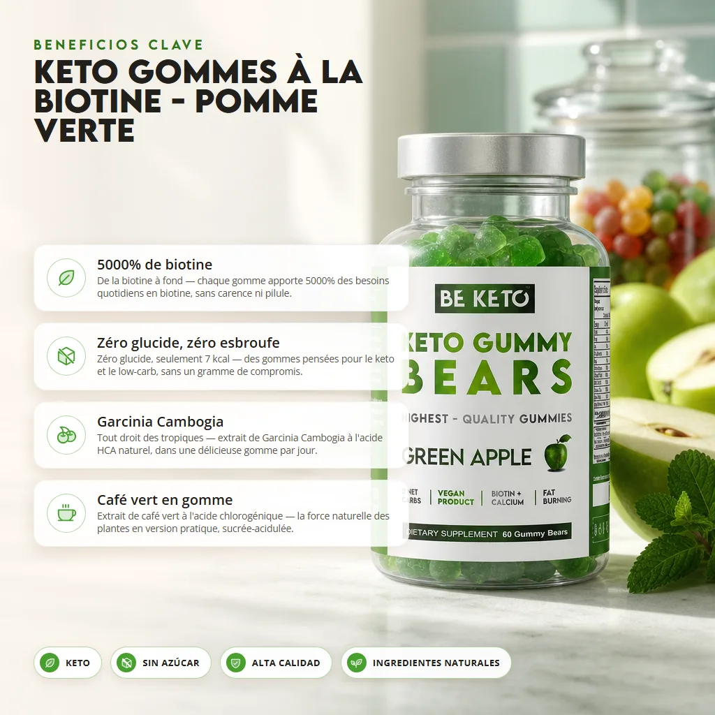 Gominolas Keto con Biotina – Manzana Verde