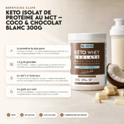 Proteína keto con mct – coco y chocolate blanco 300g