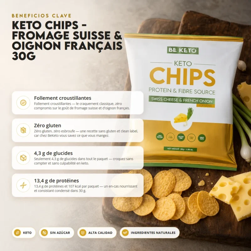 Chips keto – queso suizo y cebolleta francesa 30g
