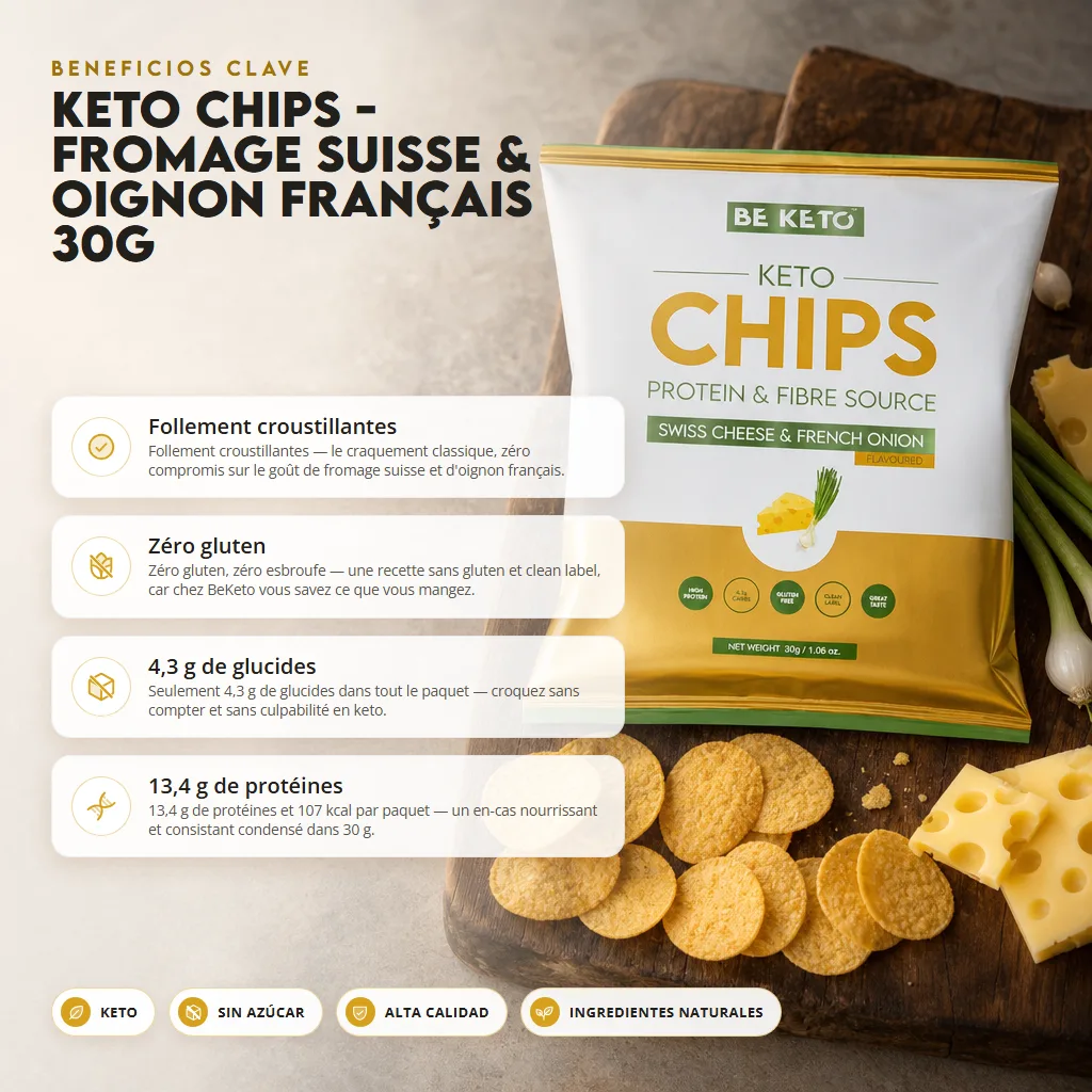 Chips Keto – Queso Suizo y Cebolleta Francesa 30g