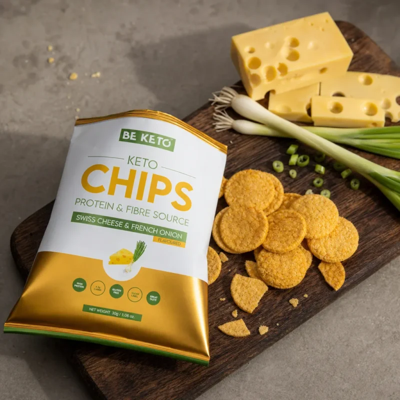 Chips keto – queso suizo y cebolleta francesa 30g