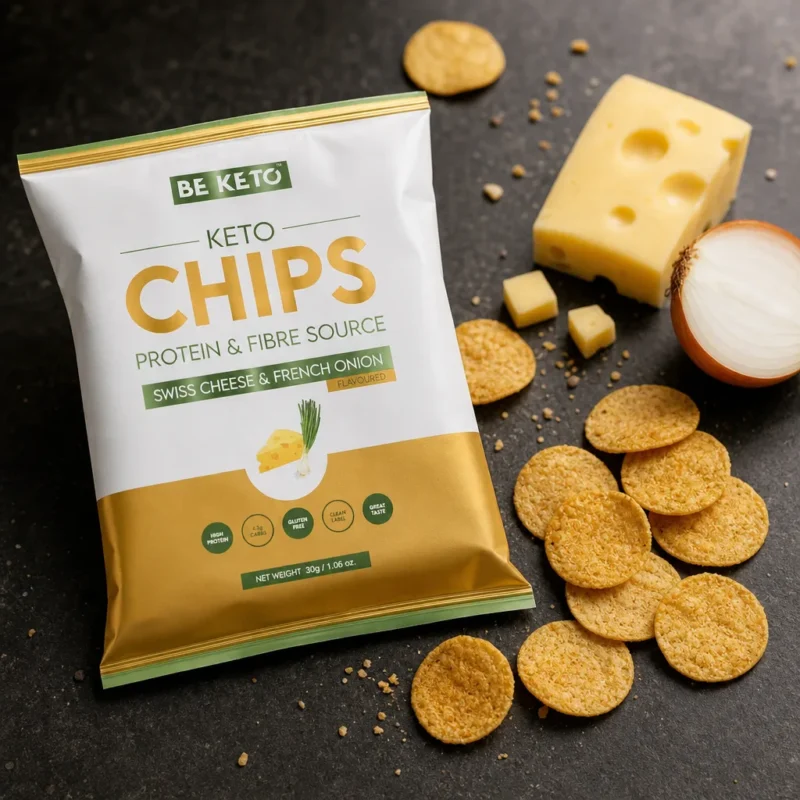 Chips keto – queso suizo y cebolleta francesa 30g