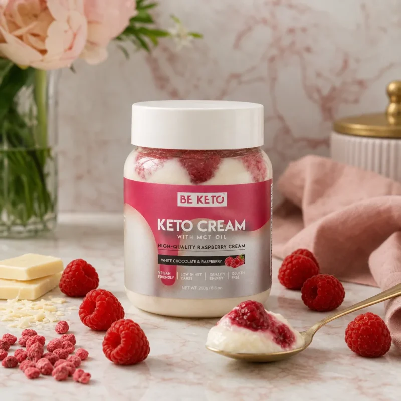 Crema keto™ chocolate blanco y frambuesa 250g