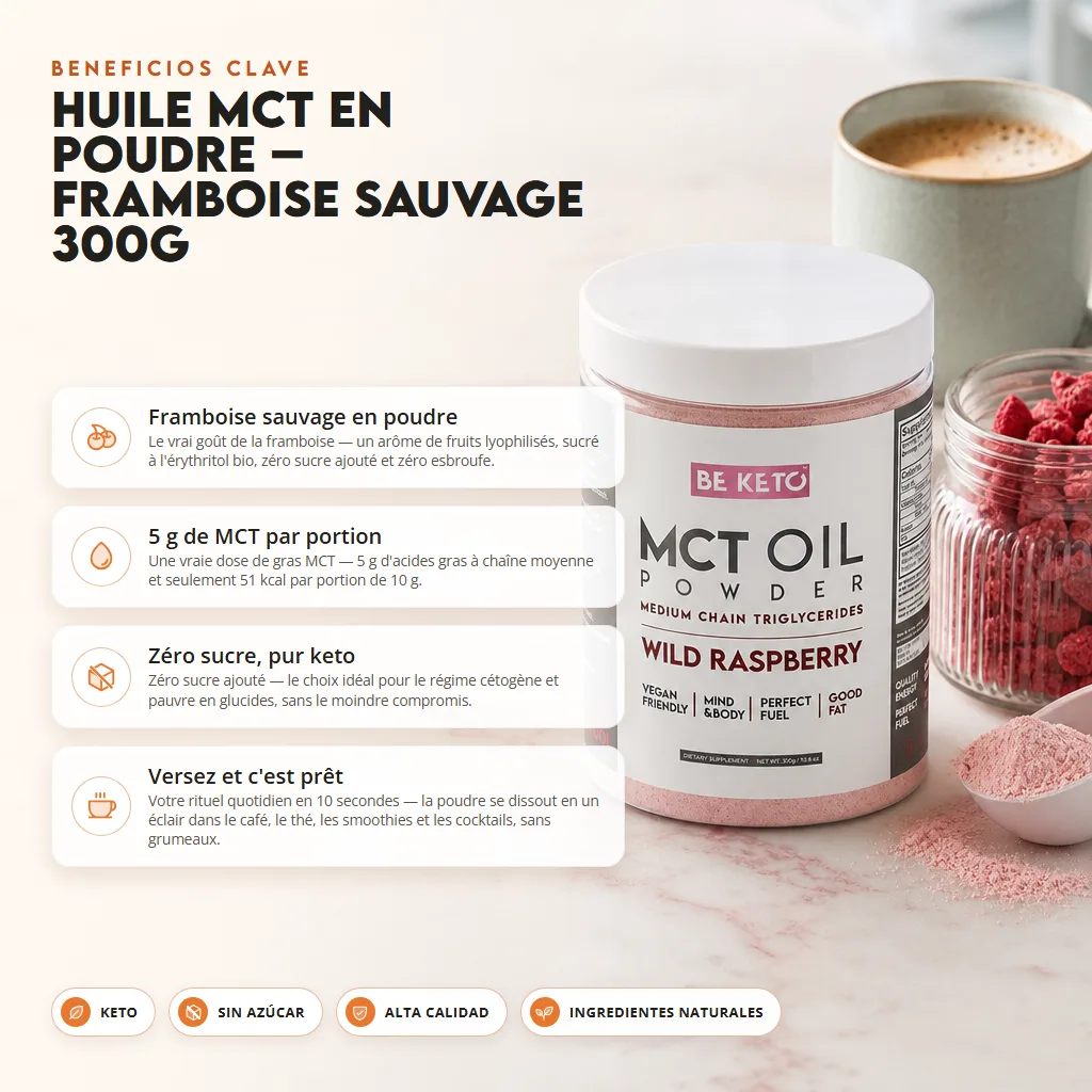 Aceite MCT en Polvo – Frambuesa Salvaje 300g
