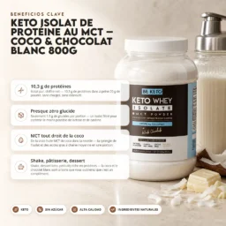 Proteína keto con mct – coco y chocolate blanco 800g