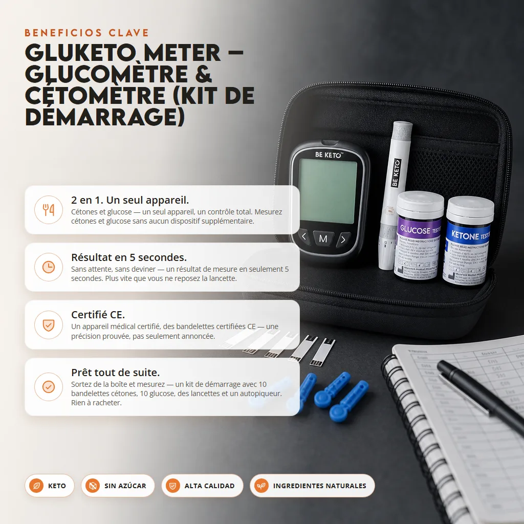 GluKeto Meter – Medidor de Glucosa y Cetonas (Kit de Inicio)