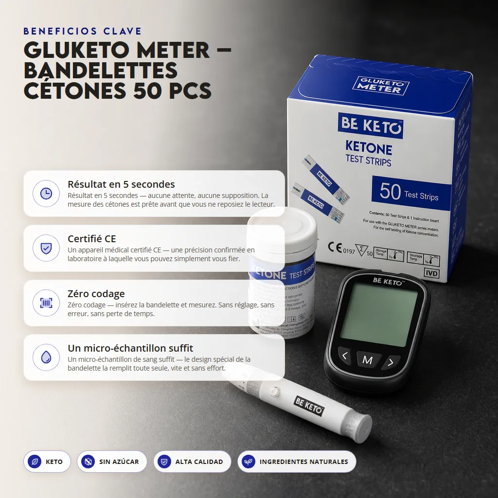 GluKeto Meter – Tiras Reactivas Cetonas 50uds.