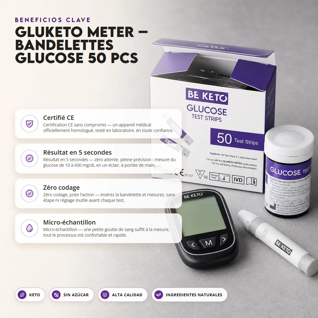 GluKeto Meter – Tiras Reactivas Glucosa 50uds.