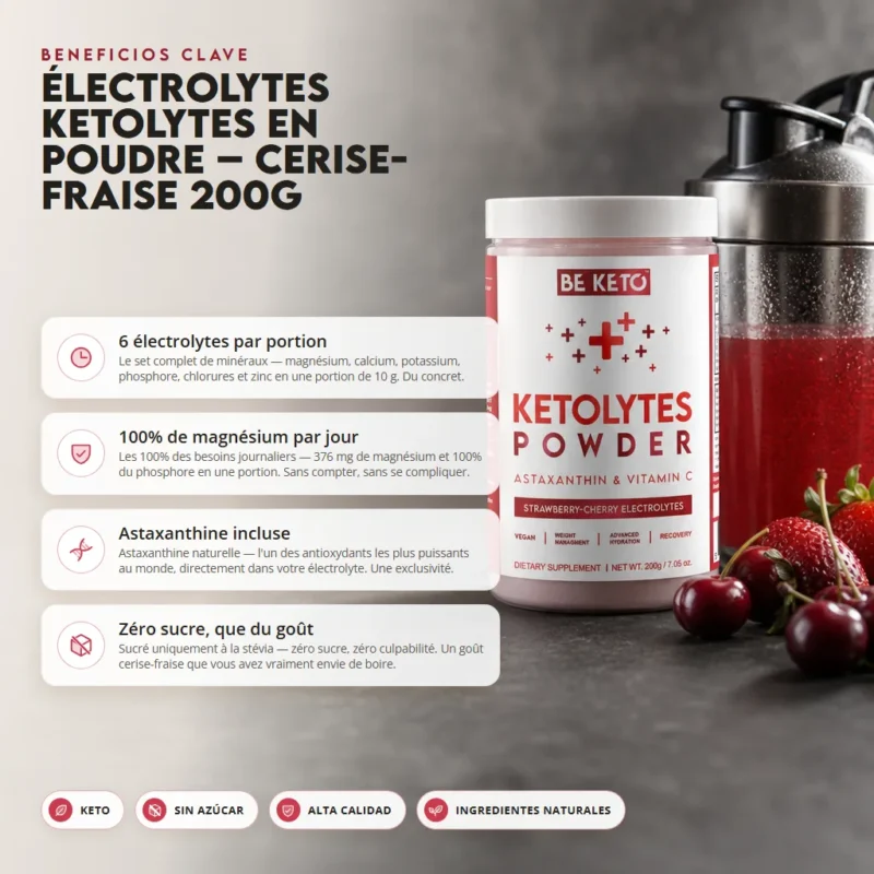 Electrolitos ketolytes en polvo – cereza-fresa 200g