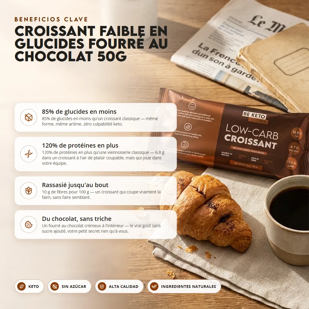 Croissant Bajo en Carbohidratos con Relleno de Chocolate 50g