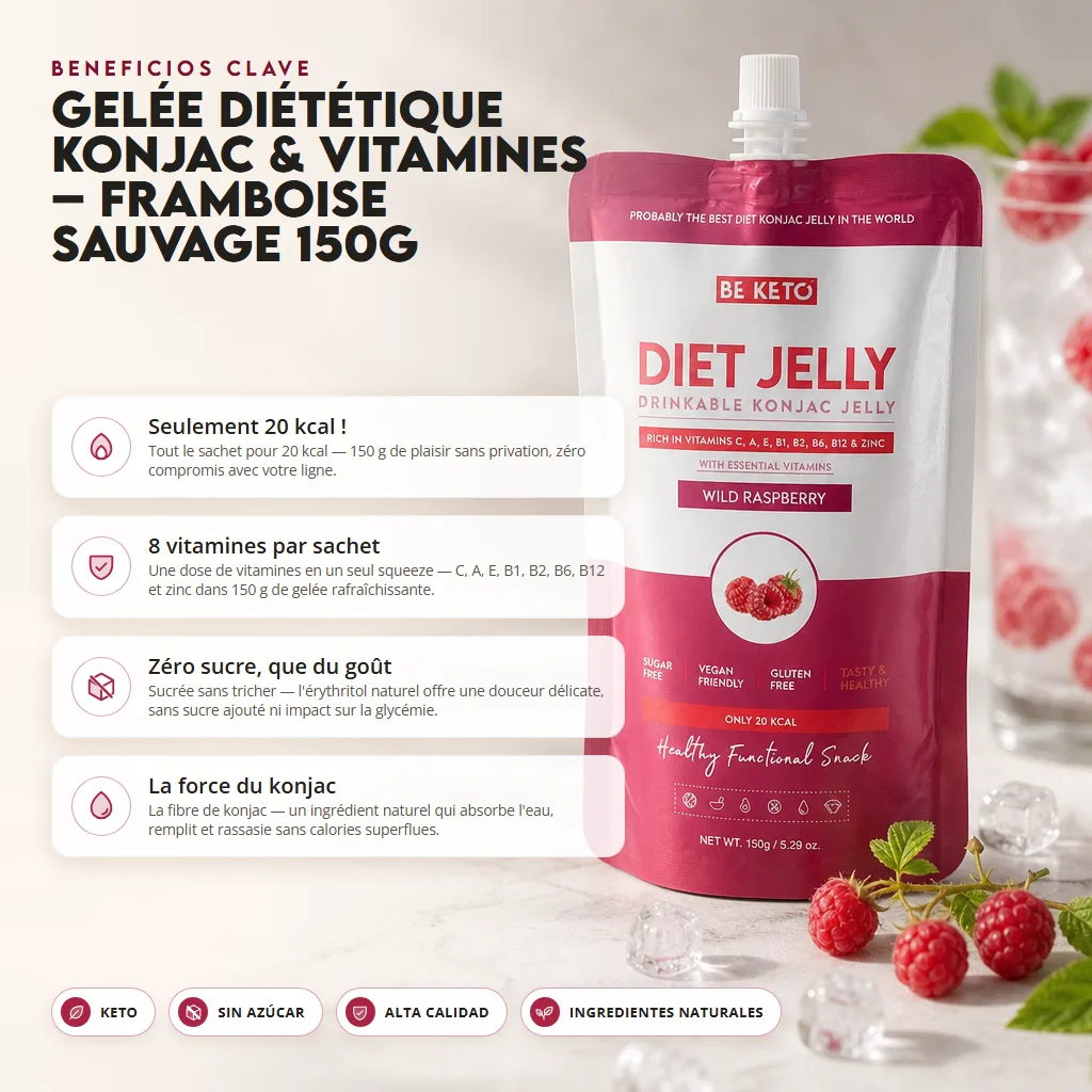 Gelatina Dietética Konjac & Vitaminas – Frambuesa Silvestre 150g