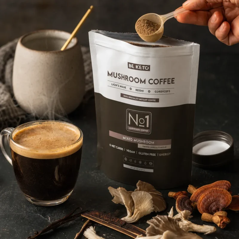 Café con adaptógenos – mushroom (lion’s mane, cordyceps y reishi) – vainilla francesa 250g