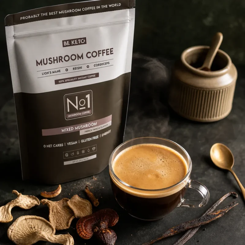 Café con adaptógenos – mushroom (lion’s mane, cordyceps y reishi) – vainilla francesa 250g