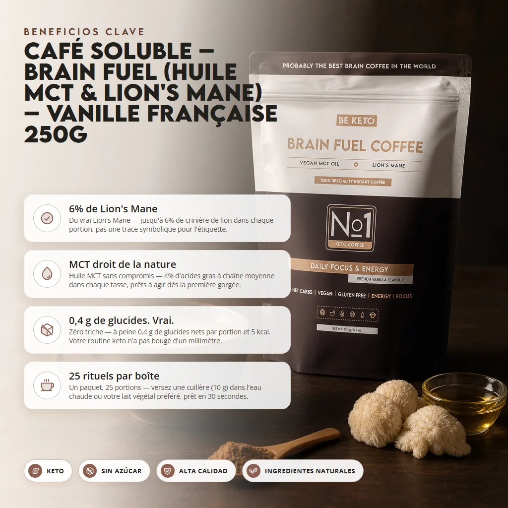 Café con Adaptógenos – Brain Fuel (MCT y Lion’s Mane) – Vainilla Francesa 250g