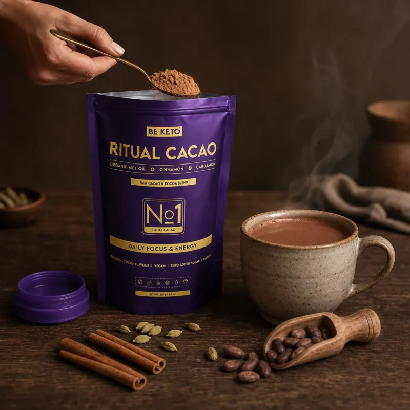 Cacao ceremonial – ritual (aceite mct & fibra de acacia) – canela & cardamomo 250g