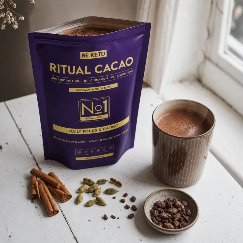 Cacao ceremonial – ritual (aceite mct & fibra de acacia) – canela & cardamomo 250g