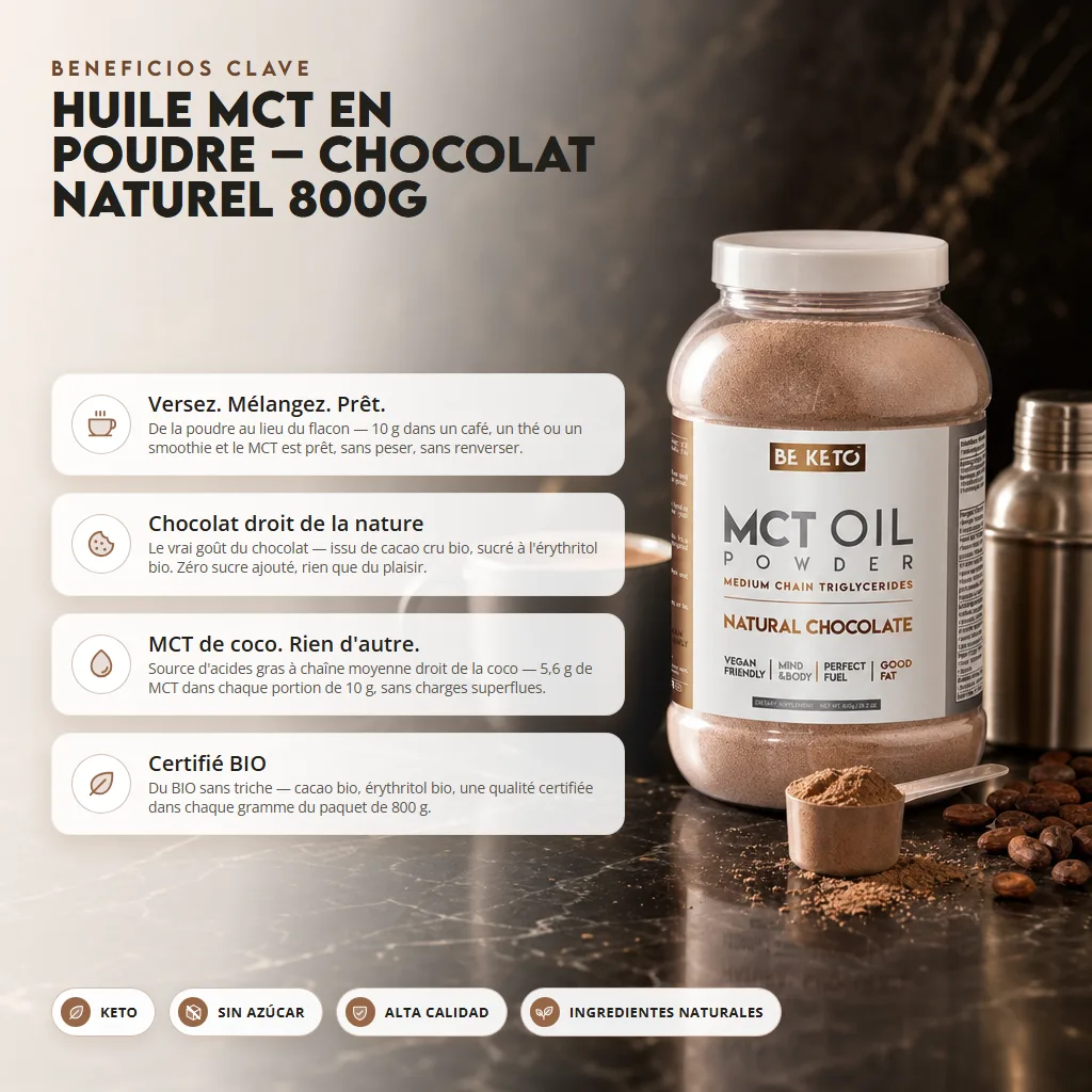 Aceite MCT en Polvo – Chocolate Natural 800g