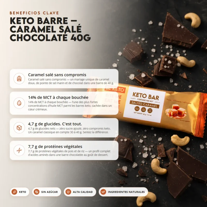 Barrita keto – caramelo salado con chocolate 40g