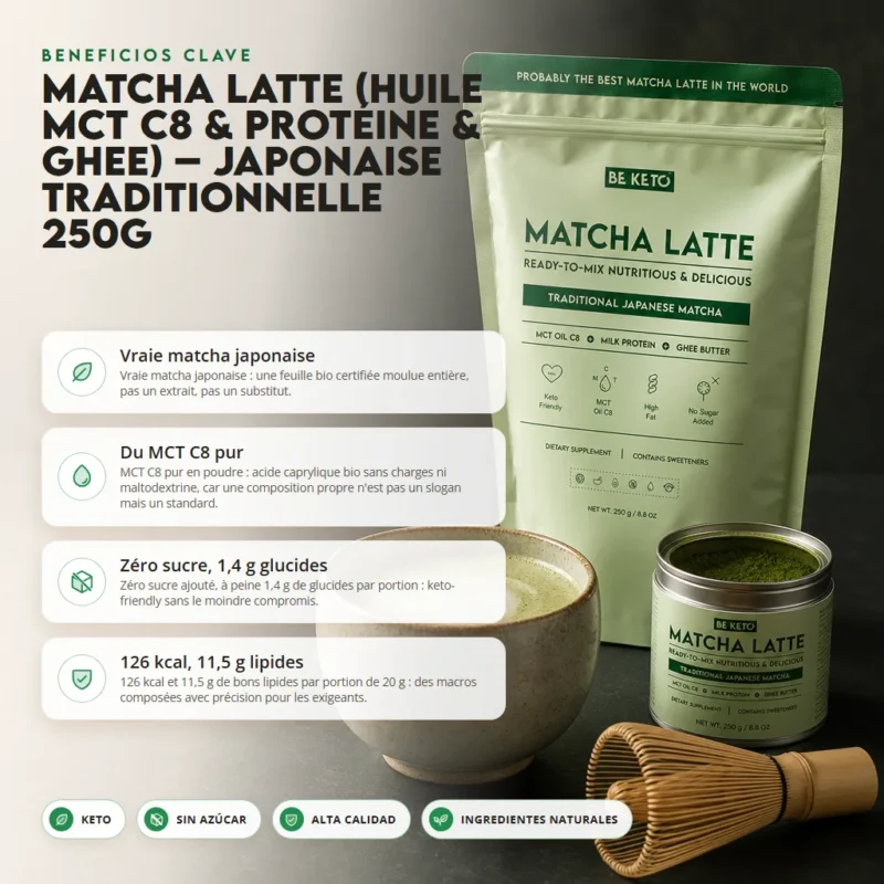 Matcha latte (aceite mct c8 & proteína & ghee) – japonés tradicional 250g